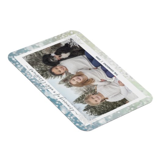 Elegante White Christmas Snowflake Kristallo Bokeh Magnet (Rechte Seite)