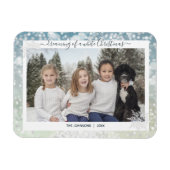 Elegante White Christmas Snowflake Kristallo Bokeh Magnet (Horizontal)