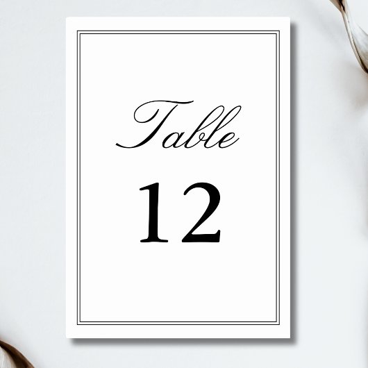 Elegante White Classic Script Wedding Calligraphy Tischnummer