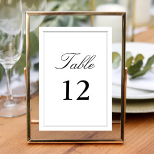 Elegante White Classic Script Wedding Calligraphy Tischnummer