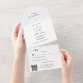 Elegante White Classic Wedding QR Code UAWG All In One Einladung (Abreißen)