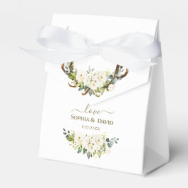 Elegante White Cream Blume Antlers Wedding Geschenkschachtel