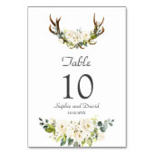 Elegante White Cream Blume Antlers Wedding Tischnummer (Rückseite)