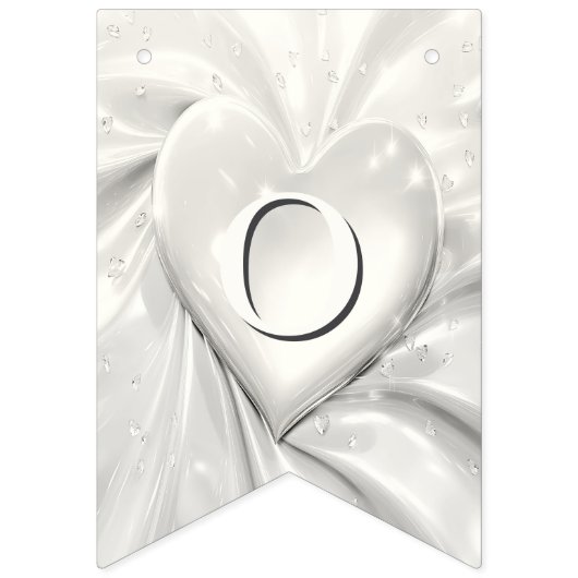 Elegante White Cream Heart Bunting Flag Wimpelkette (Zweite Fahne)