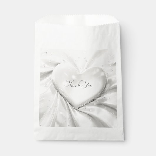 Elegante White Cream Heart Favor Bag Geschenktütchen (Vorderseite)