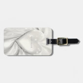 Elegante White Cream Heart Luggage Tag Gepäckanhänger (Vorderseite horizontal)