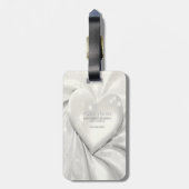 Elegante White Cream Heart Luggage Tag Gepäckanhänger (Rückseite vertikal)