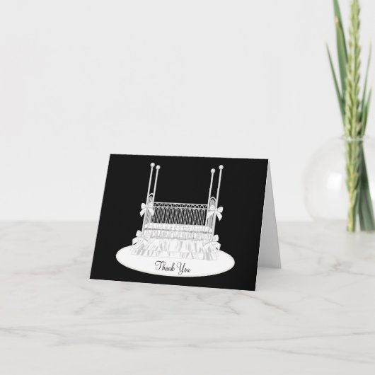 Elegante White Crib Baby Dusche Danke Karten (Vorderseite)