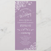 Elegante White Curls auf dem Lavender Lila Hochzei Programm (Vorderseite)