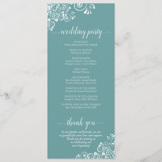 Elegante White Curls über Aqua Aquamarine Extravag Programm (Rückseite)