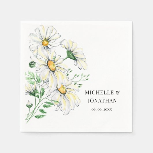Elegante White Daisies Garden Floral Wedding Serviette (Vorderseite)
