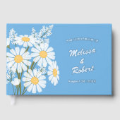Elegante White Daisies Rustic Wedding Foil Gästebuch (Vorderseite)