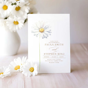 Elegante White Daisy Blume Minimalistisch Wedding Einladung