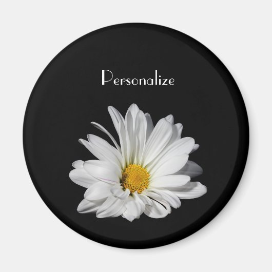 Elegante White Daisy Blume mit Namen Magnet (Vorne)