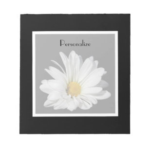 Elegante White Daisy Blume mit Namen Notizblock