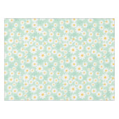 Elegante White Daisy Blume Pastellfarben Aquamarin Tischdecke (Vorderseite (Horizontal))