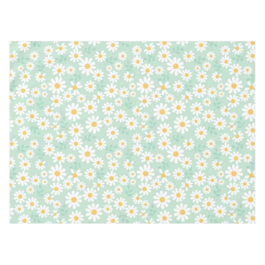 Elegante White Daisy Blume Pastellfarben Aquamarin Tischdecke (Vorderseite (Horizontal))