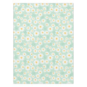 Elegante White Daisy Blume Pastellfarben Aquamarin Tischdecke (Vorderseite)