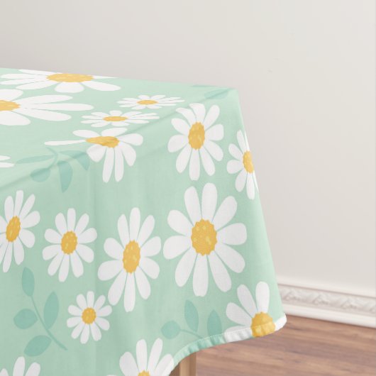 Elegante White Daisy Blume Pastellfarben Aquamarin Tischdecke (Beispiel)