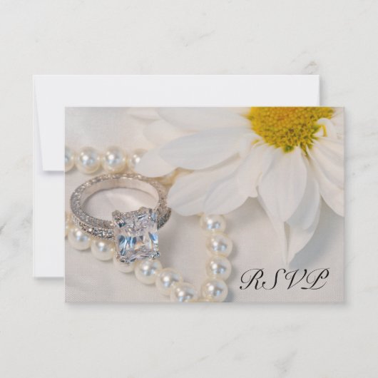 Elegante White Daisy Wedding RSVP Response Card (Vorderseite)