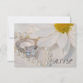 Elegante White Daisy Wedding RSVP Response Card Karte