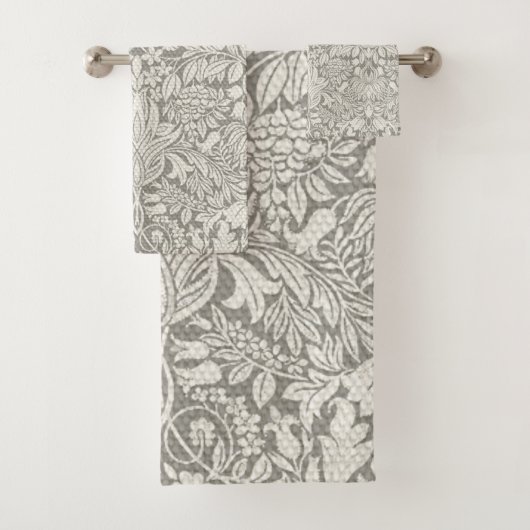 Elegante White Damask Floral Wohngestaltung Badhandtuch Set (Insitu)