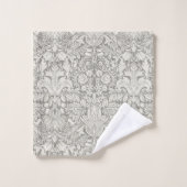 Elegante White Damask Floral Wohngestaltung Badhandtuch Set (Waschlappen)