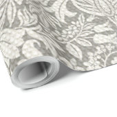 Elegante White Damask Floral Wohngestaltung Geschenkpapier (Rolleneckpunkt)
