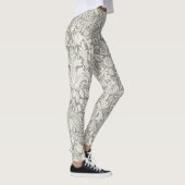 Elegante White Damask Floral Wohngestaltung Leggings (Rechts)