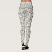 Elegante White Damask Floral Wohngestaltung Leggings (Rückseite)