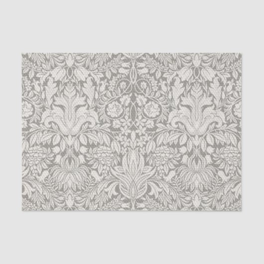 Elegante White Damask Floral Wohngestaltung Seidenpapier (Vorderseite)