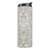 Elegante White Damask Floral Wohngestaltung Thermosbecher (Nach links gedreht)