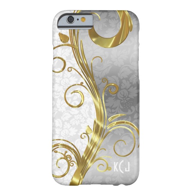 Elegante White Damasks Gold & Silver Wirbel Case-Mate iPhone Hülle (Rückseite)