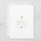 Elegante White Dusty Rose Blume Bouquet Taufe Einladung (Rückseite)