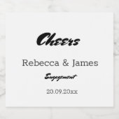 Elegante White Engagement Party-Favoriten Schaumweinetikett (Einzelnes Label)