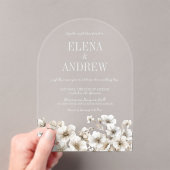 Elegante White Floral Arch Wedding Acryleinladungen (Insitu (Handheld))