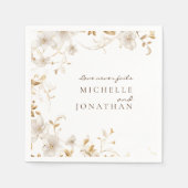 Elegante White Floral Bible Verse Moderne Hochzeit Serviette (Vorderseite)