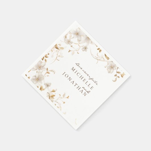 Elegante White Floral Bible Verse Moderne Hochzeit Serviette (Ecke)