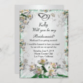 Elegante White Floral Bridesmaid Card Einladung (Vorne/Hinten)