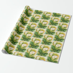 Elegante White Floral Cala Lily Blume Geschenkpapier