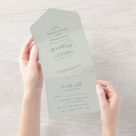 Elegante White Floral Coordinate Sage Mint Wedding All In One Einladung