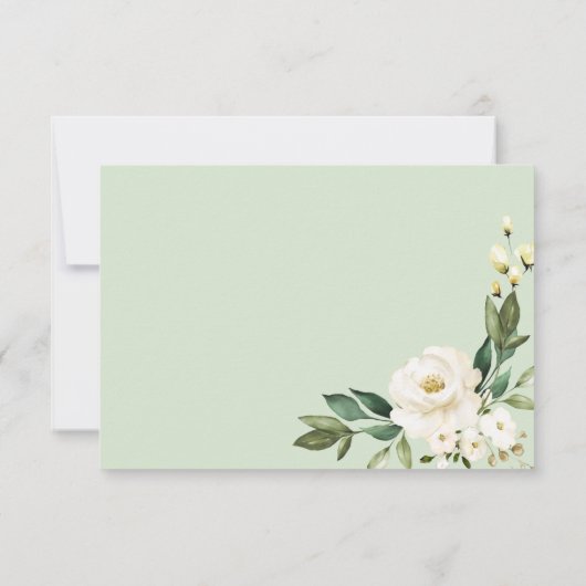 Elegante White Floral Geometric Wedding RSVP Card (Rückseite)