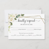 Elegante White Floral Geometric Wedding RSVP Card Karte (Vorderseite)
