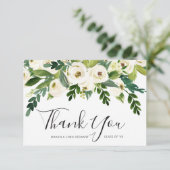 Elegante White Floral Girl Non Foto Abschluss Dankeskarte (Stehend Vorderseite)