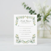 Elegante White Floral Meal Choice Hochzeit RSVP Karte (Stehend Vorderseite)