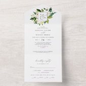 Elegante White Floral Monogram Wedding All In One Einladung (Innen Boden)
