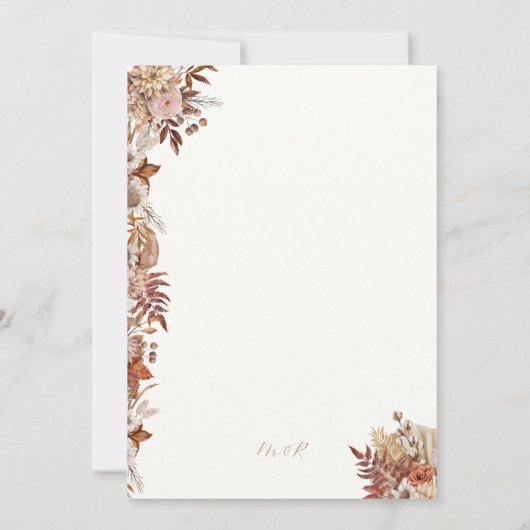 Elegante White Floral Pampas Grass Engagement Part Einladung (Rückseite)