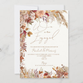 Elegante White Floral Pampas Grass Engagement Part Einladung