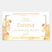 Elegante White Floral Product Packaging Labels Gol Rechteckiger Aufkleber (Vorderseite)