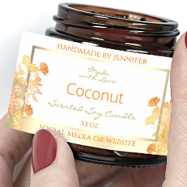 Elegante White Floral Product Packaging Labels Gol Rechteckiger Aufkleber